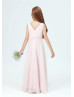 Blush Pink Pleated Chiffon Stunning Junior Bridesmaid Dress
